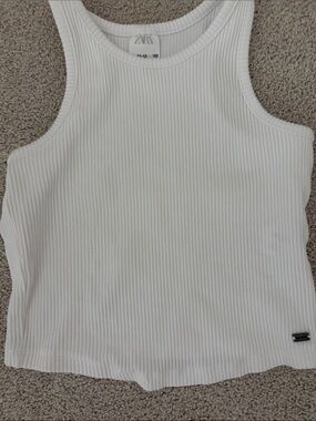 Zara Cream Ribbed Tank with High Neck